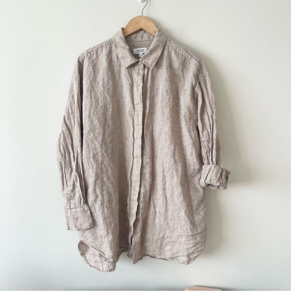 Haven Well Within Oversized Linen Shirt Women’s size L Beige